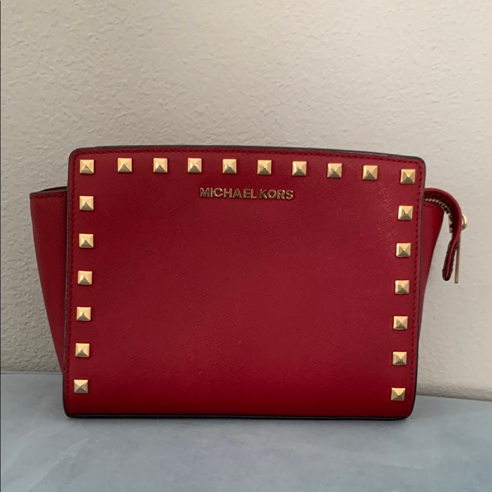 Michael Kors Red Studded Crossbody Bag